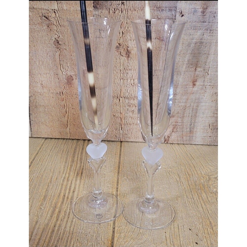 Gorham 1831 Amore Collection Wedding Toating Heart Stem Flutes Set of 2 NEW
